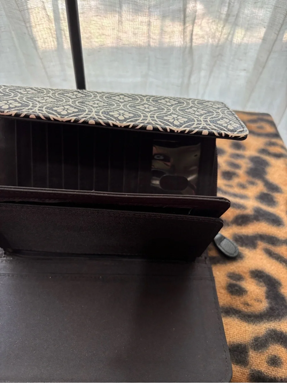 Black and White Patterned Fold-Over Wallet Clutch